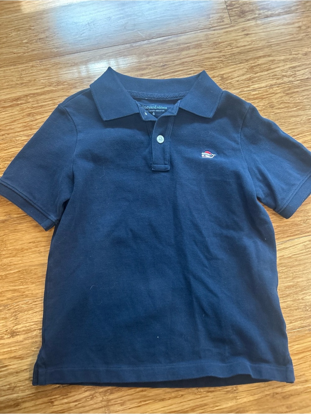 Vineyard Vines Boys Navy Santa Polo Shirt